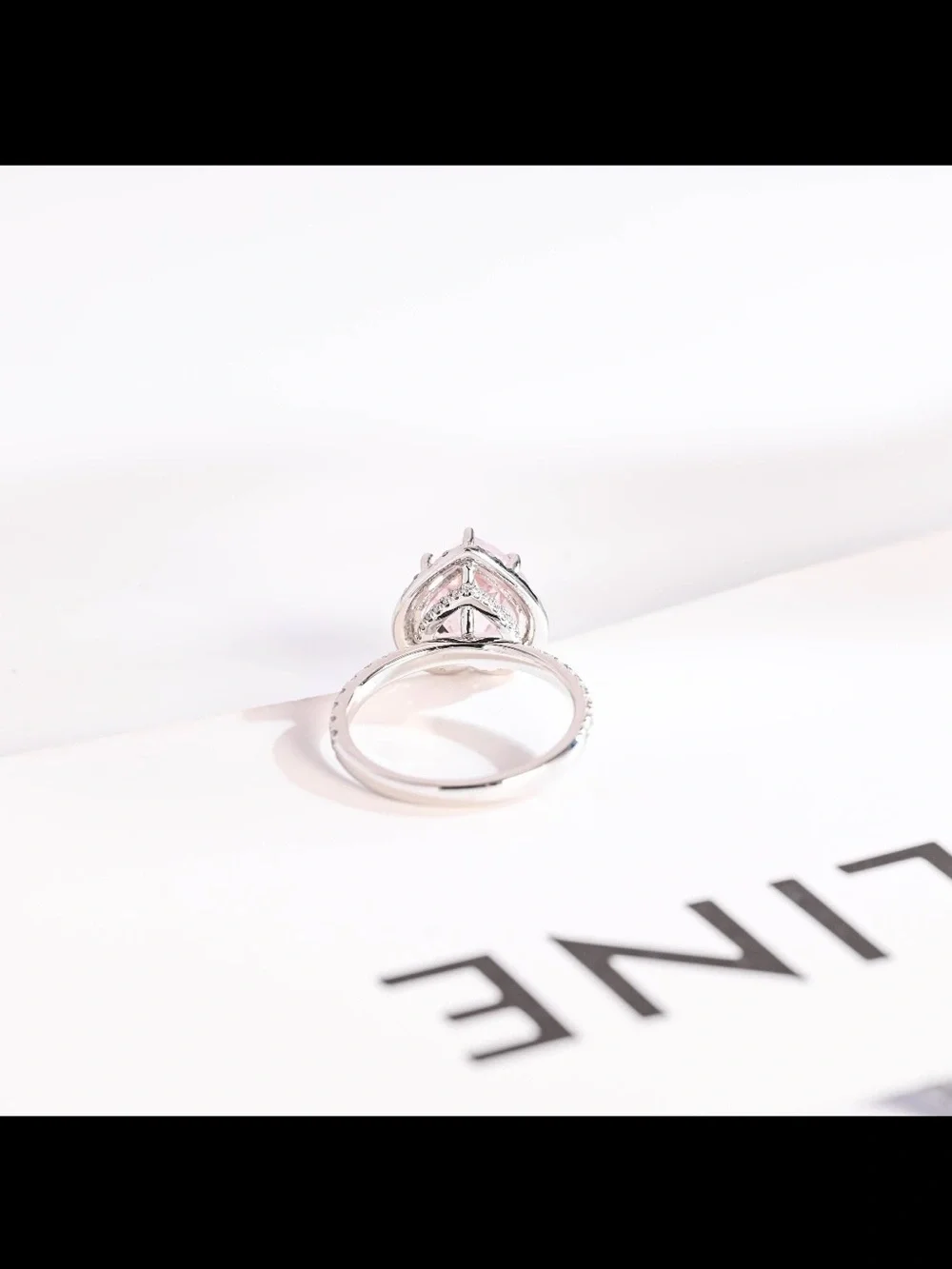 Pink Heart-Cut Halo Ring 14k white gold &  Moissanite.